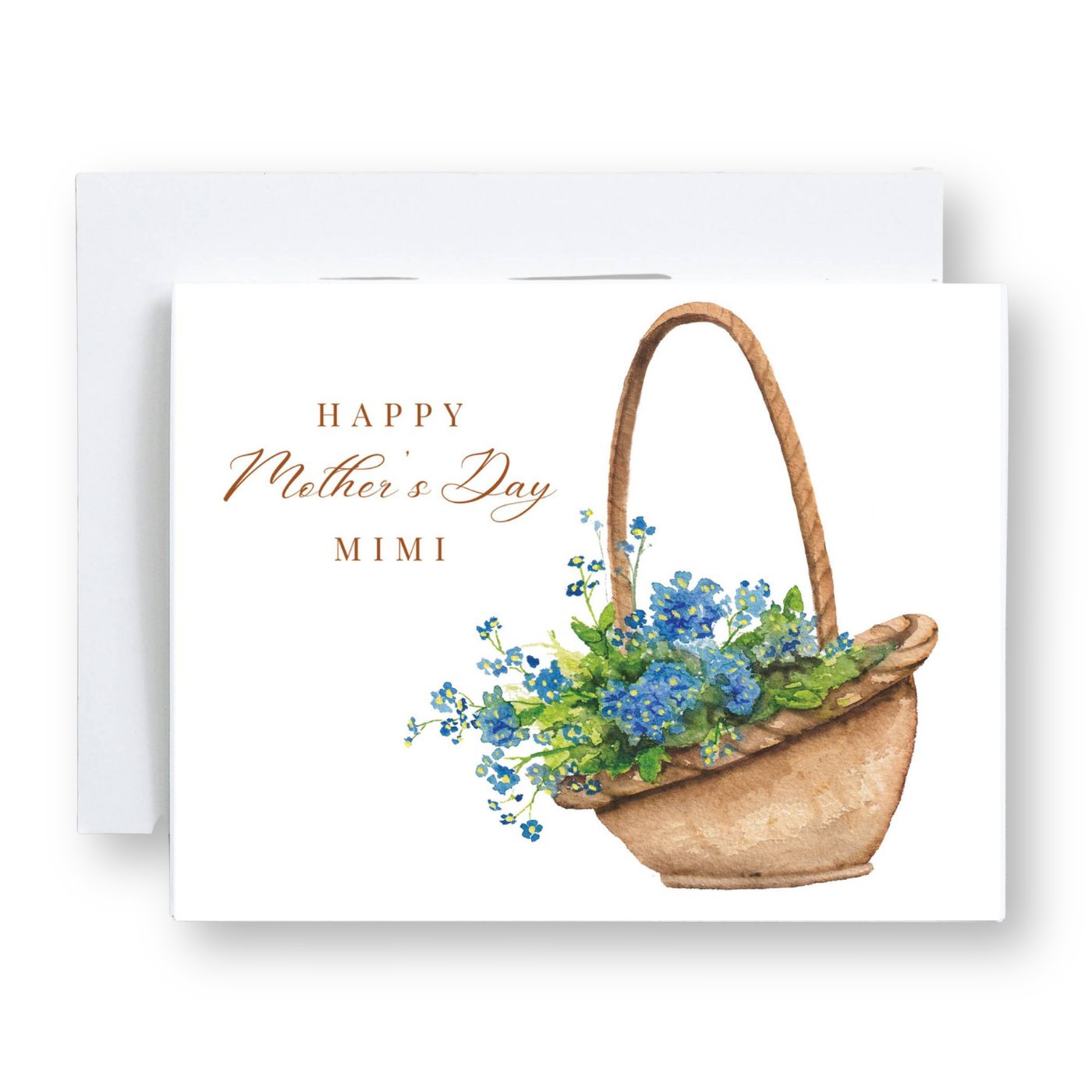 Watercolor flower basket Mother’s Day card for mimi