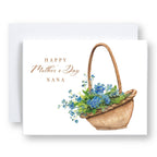 Watercolor flower basket Mother’s Day card for nana
