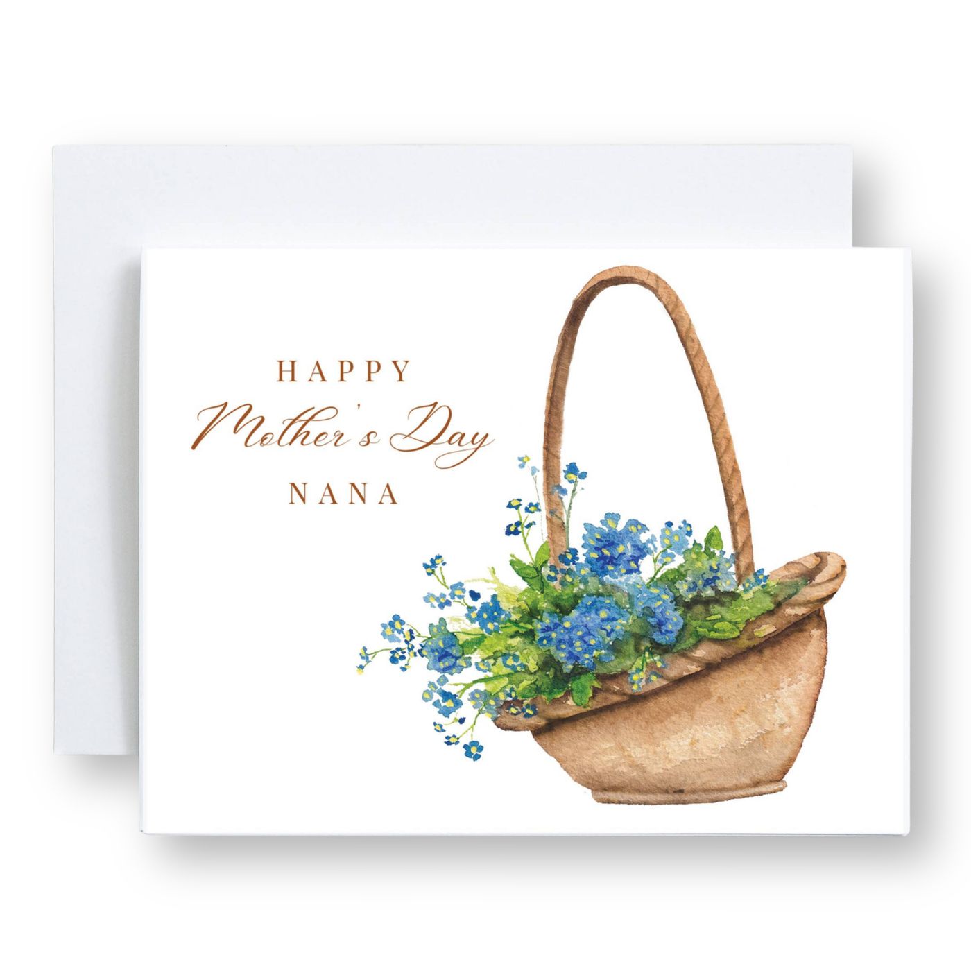 Watercolor flower basket Mother’s Day card for nana