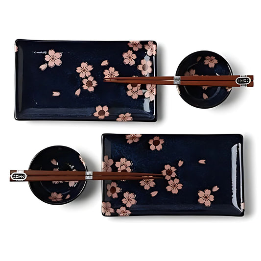 Namako Pink Sakura Sushi Serving Set for Two – Japanese Ceramic Sushi Plate Set