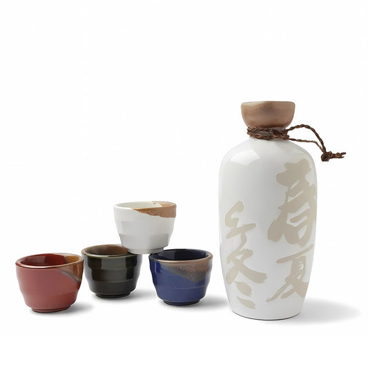 Nyuhaku Four Seasons Sake Set – Japanese Ceramic Sake Bottle and Cup Set