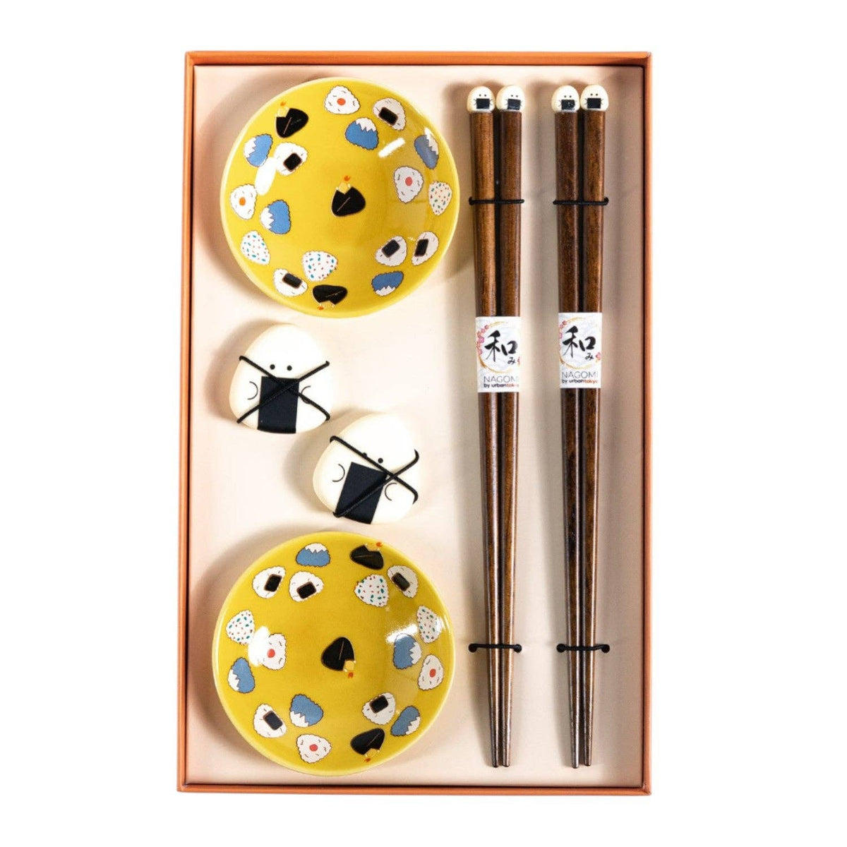 Onigiri rice ball chopsticks and sauce dish gift set for two