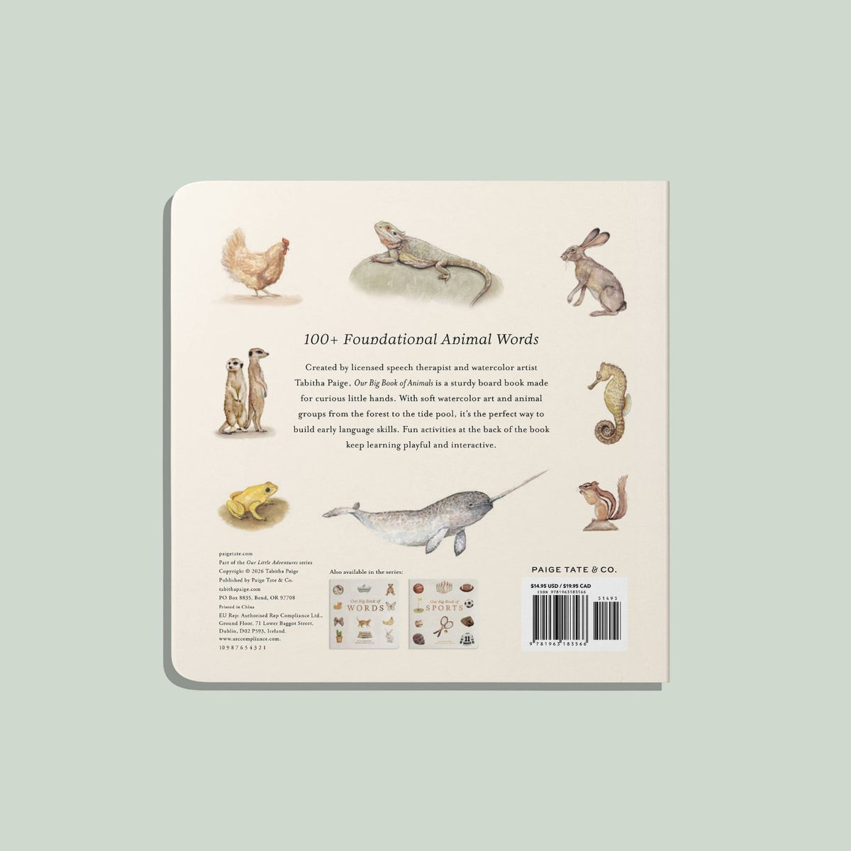 Baby board book featuring more than 100 illustrated animals