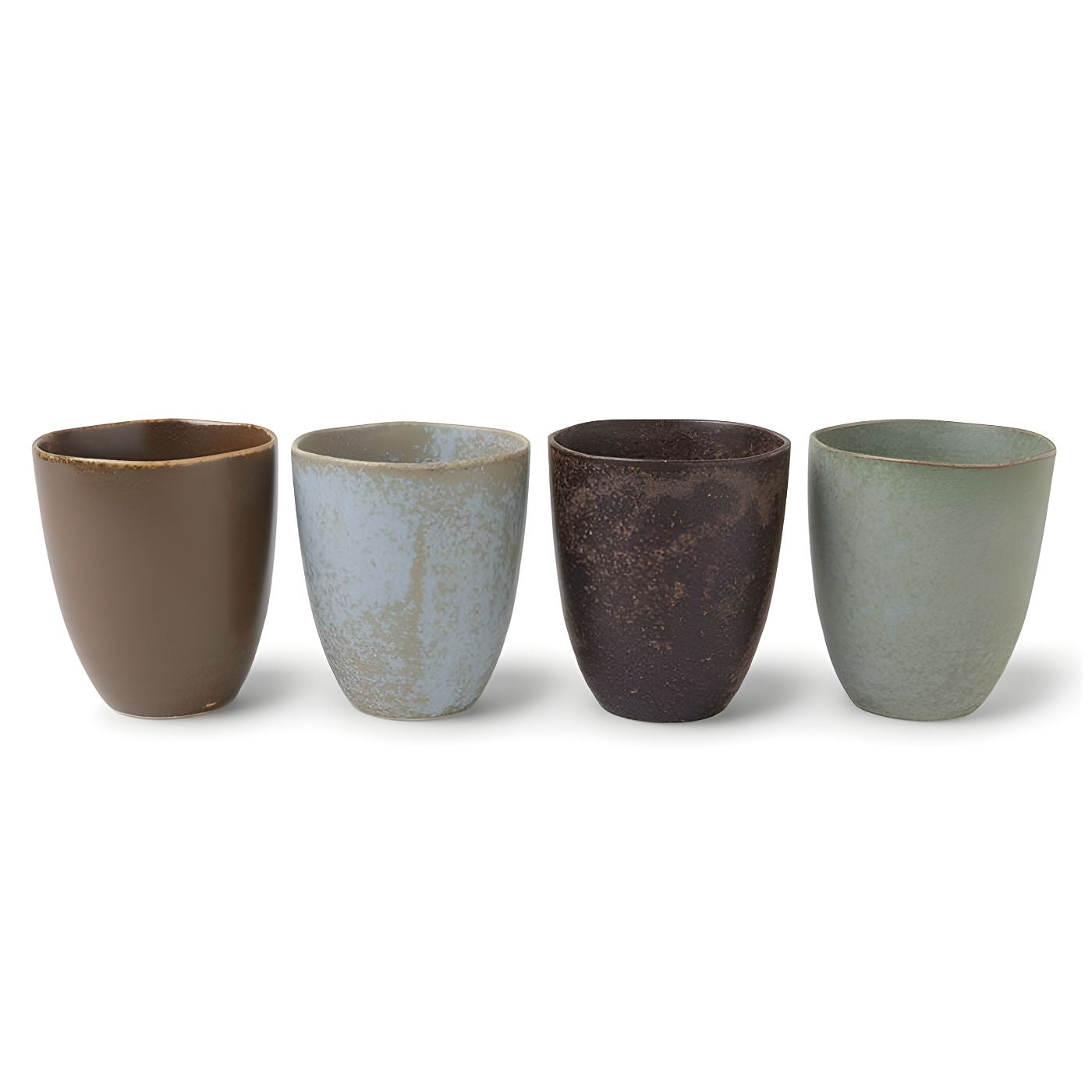 Pacific Forest Japanese tea cups set of four matte ceramic teacups