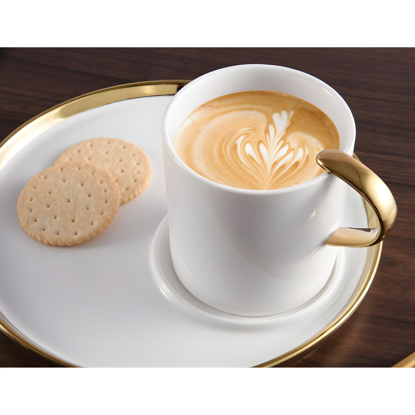 Porcelain coffee cup with delicate gold trim