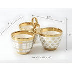 Pampa Bay 3 part white porcelain serving dish with gold trim dimensions