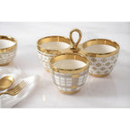 Holiday porcelain divided server with gold accents