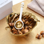 Gold leaf porcelain bowl and spoon gift set serving nuts