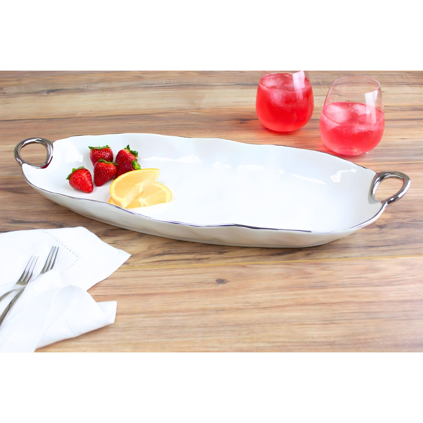 Elegant rectangular large serving platter for appetizers and breads