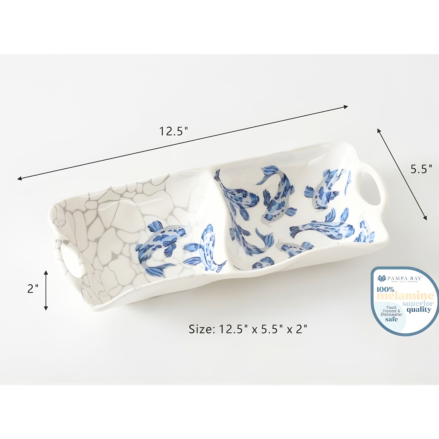 Pampa Bay KOI 2 section serving platter dimensions