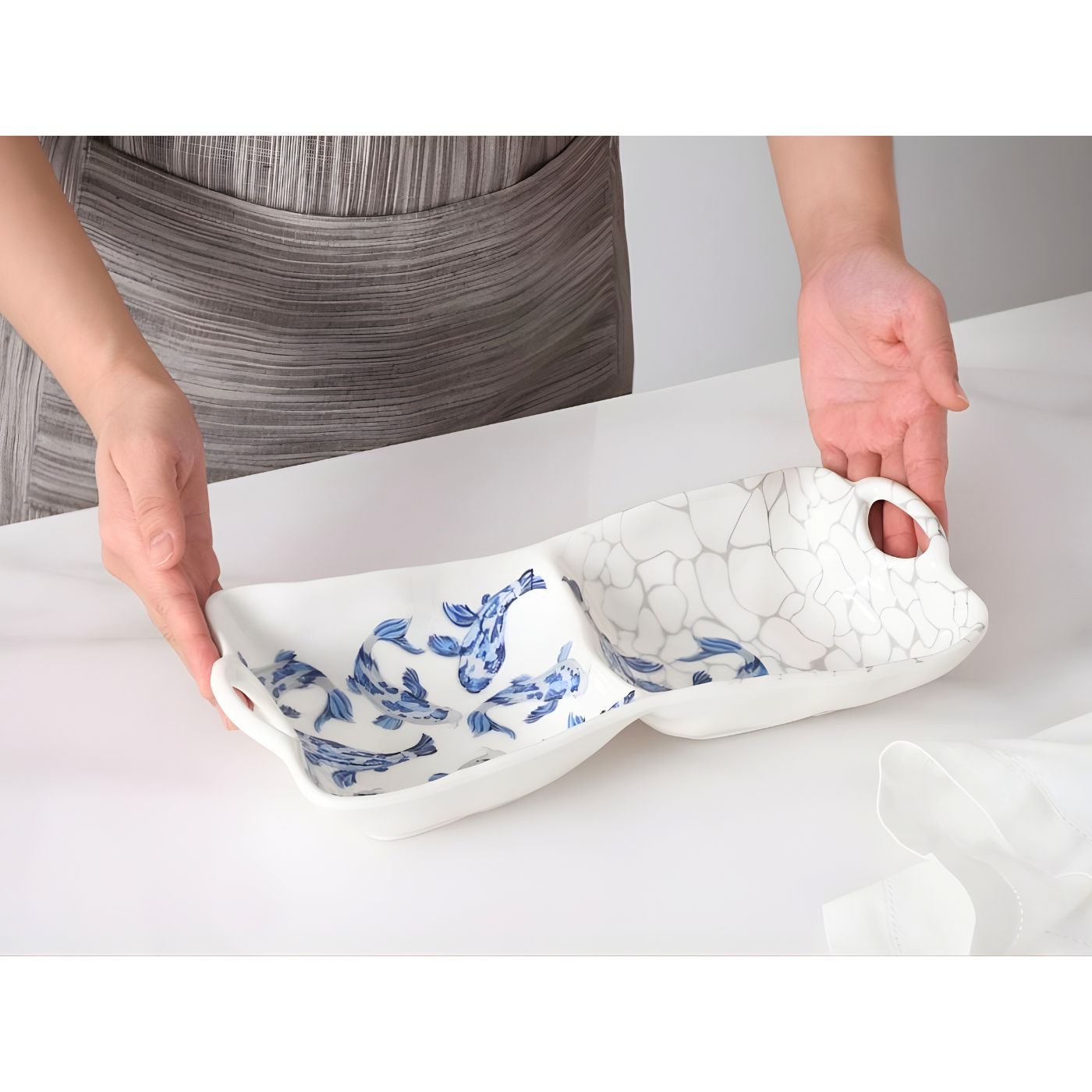 Pampa Bay KOI 2 section serving platter size comparison