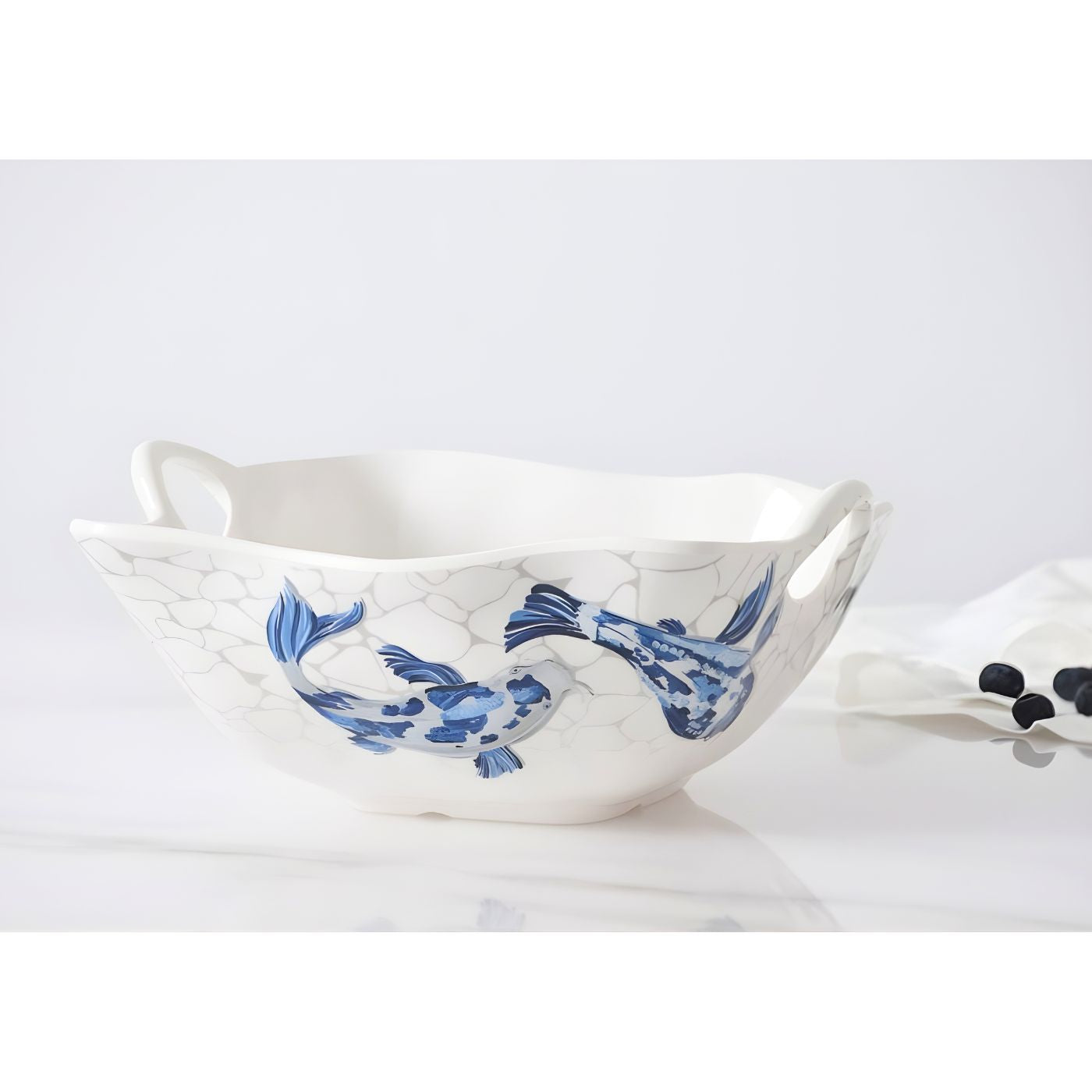 KOI melamine serving bowl on dining table