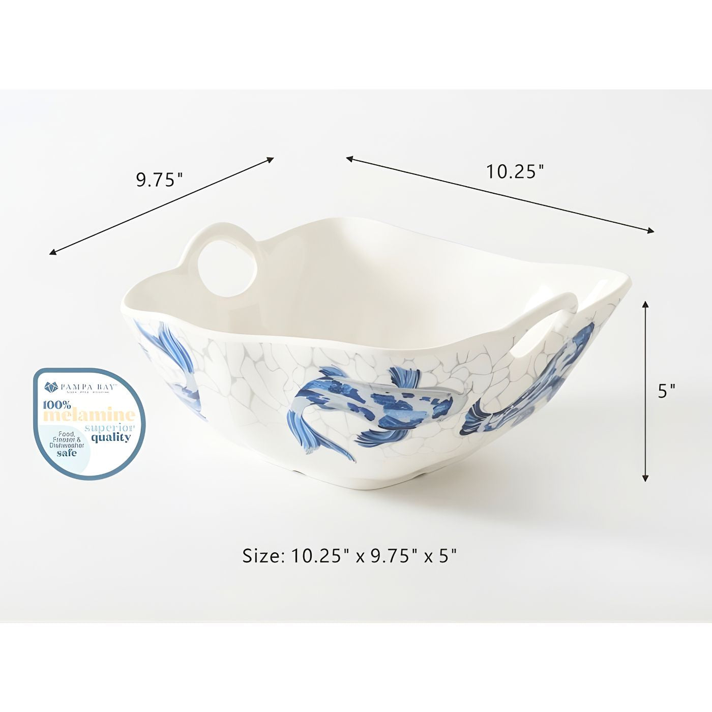 Pampa Bay KOI large serving bowl blue design dimensions