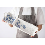 Pampa Bay KOI large serving platter chip and dip in blue koi design size comparison