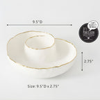 Pampa Bay Portofino chip & dip server white porcelain with gold trim dimensions