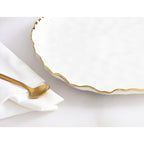 Portofino white porcelain serving platter with delicate gold rim