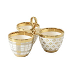 Pampa Bay 3 part white porcelain serving dish with gold trim