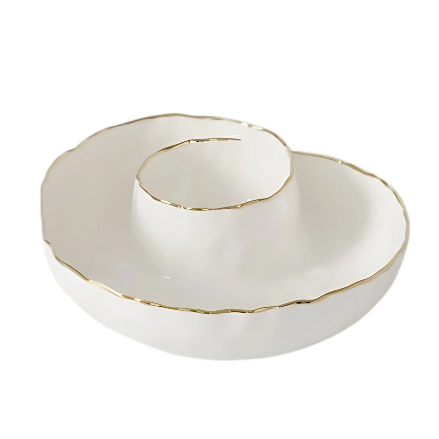 Pampa Bay Portofino chip & dip server white porcelain with gold trim