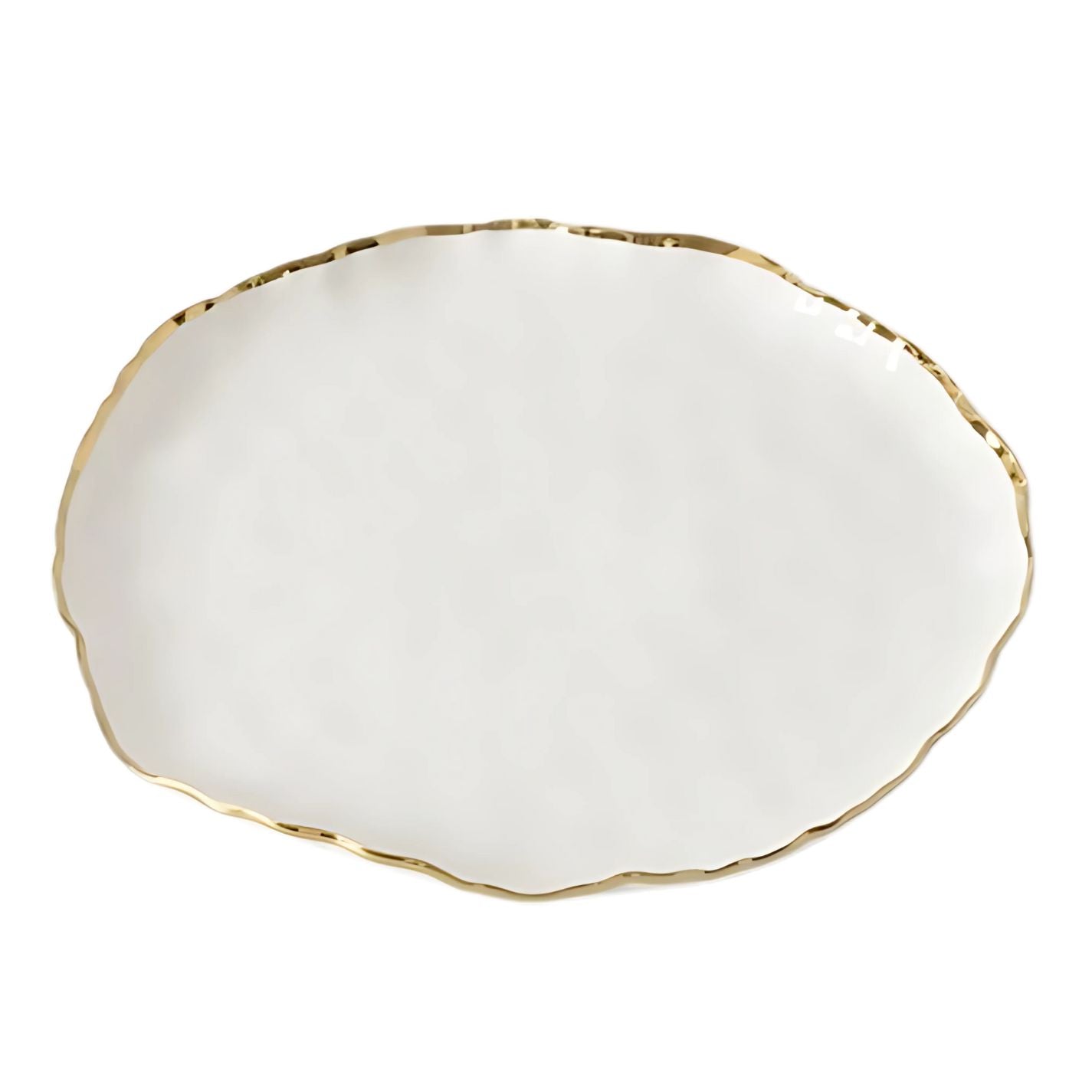 Pampa Bay white porcelain round serving platter with gold trim