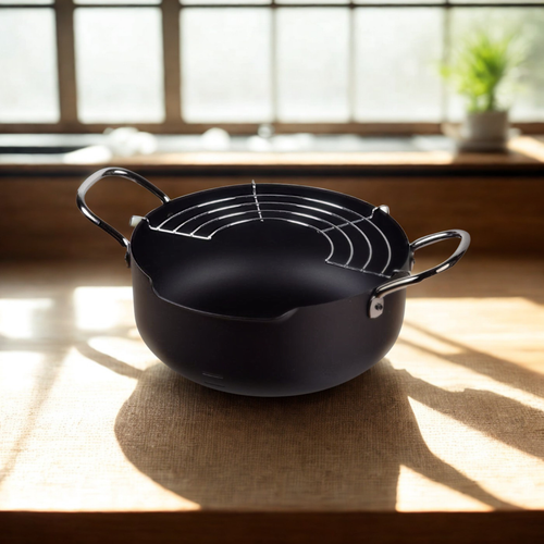 Pearl Iron Cooking Bowl / Tempura  Pan (22cm) background