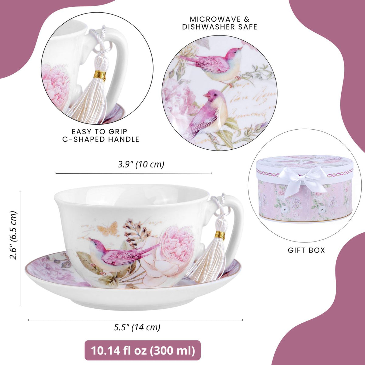 Gift-ready floral new bone china cup and saucer