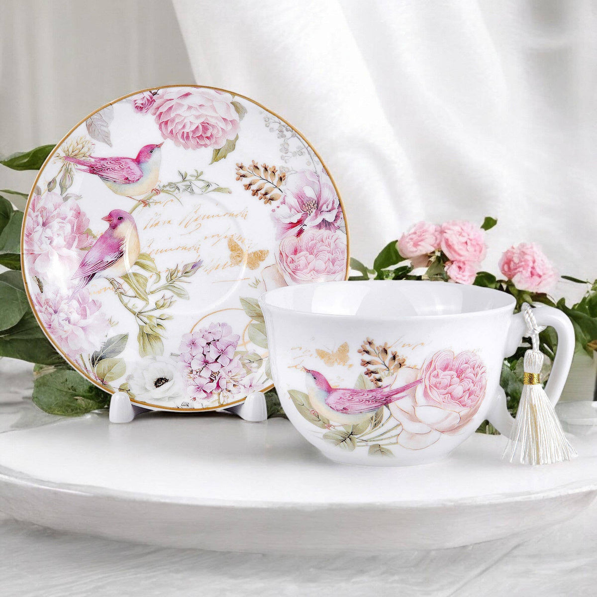 Pastel Peony Blossom new bone china tea cup