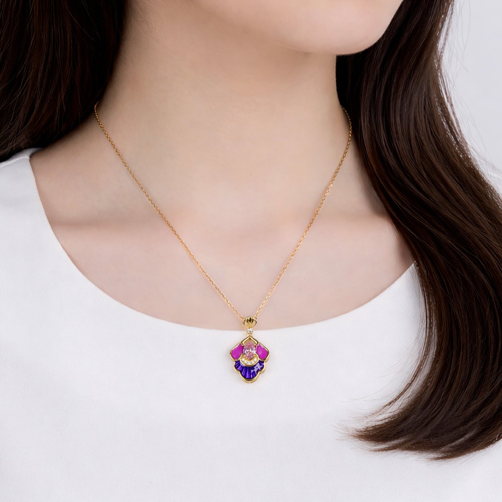 Tang Flowing Gowns Necklace Purple Model - Shen Yun Collections