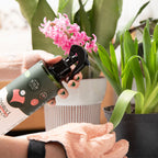 Spraying plant leaves with neem spray