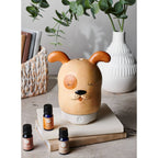 Aromatherapy diffuser releasing mist in room