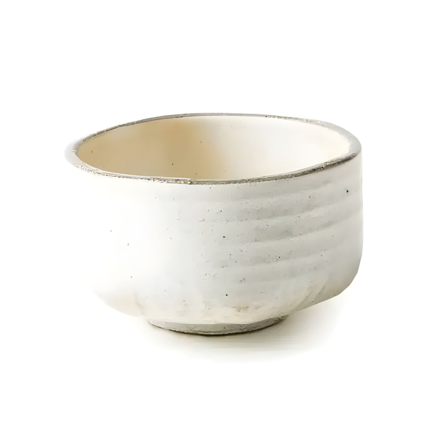 Pure white ceramic matcha tea bowl handcrafted in Japan