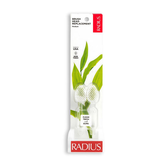 RADIUS® Source Brush Replacement Head 2-Pack, Medium – Eco-Friendly Toothbrush Heads