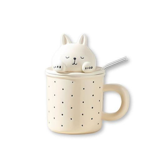Rabbit 13oz Mug With Lid and Glass Straw (10/30)