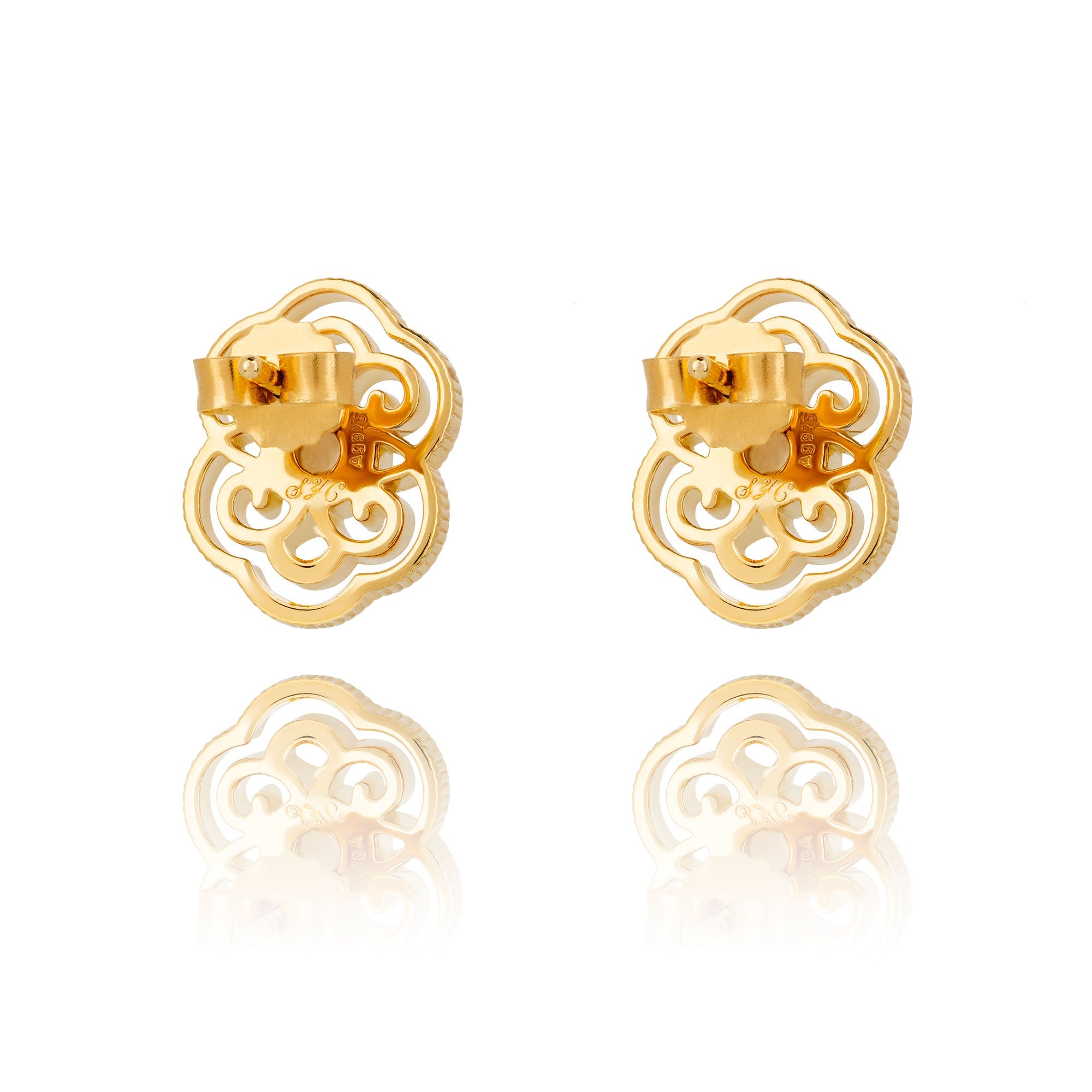 Blissful Ruyi Stud Earrings Side Back - Shen Yun Collections