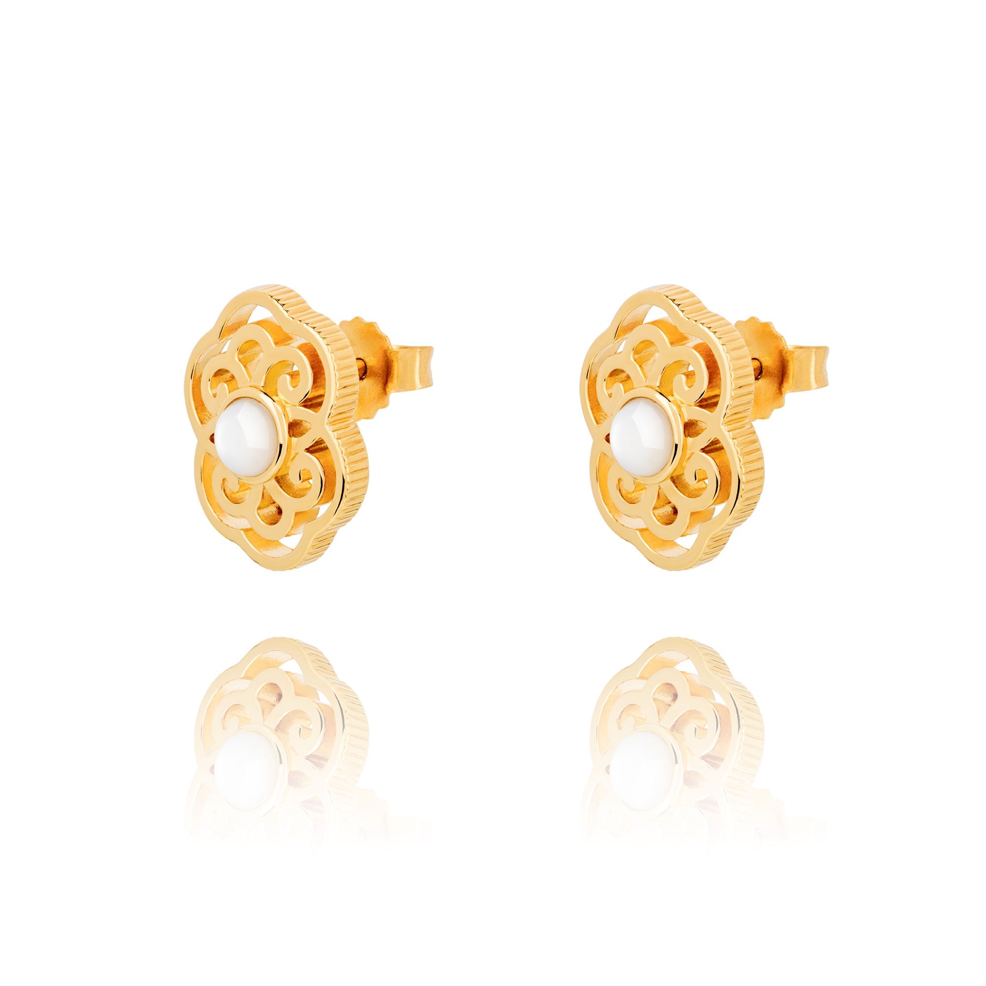 Blissful Ruyi Stud Earrings Side - Shen Yun Collections