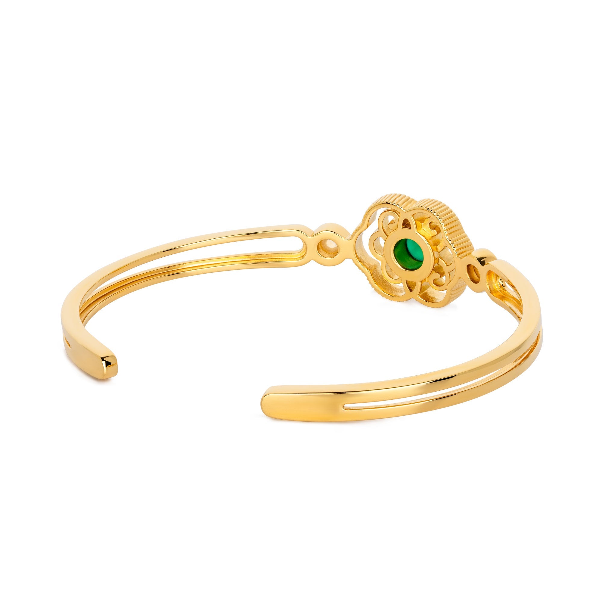 Blissful Ruyi Bangle Green Agate Back - Shen Yun Collections