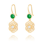 Blissful Ruyi Hook Earrings Green Agate Side - Shen Yun Collections