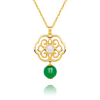 Blissful Ruyi Necklace Green Agate - Shen Yun Collections