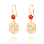 Blissful Ruyi Hook Earrings Carnelian Side - Shen Yun Collections