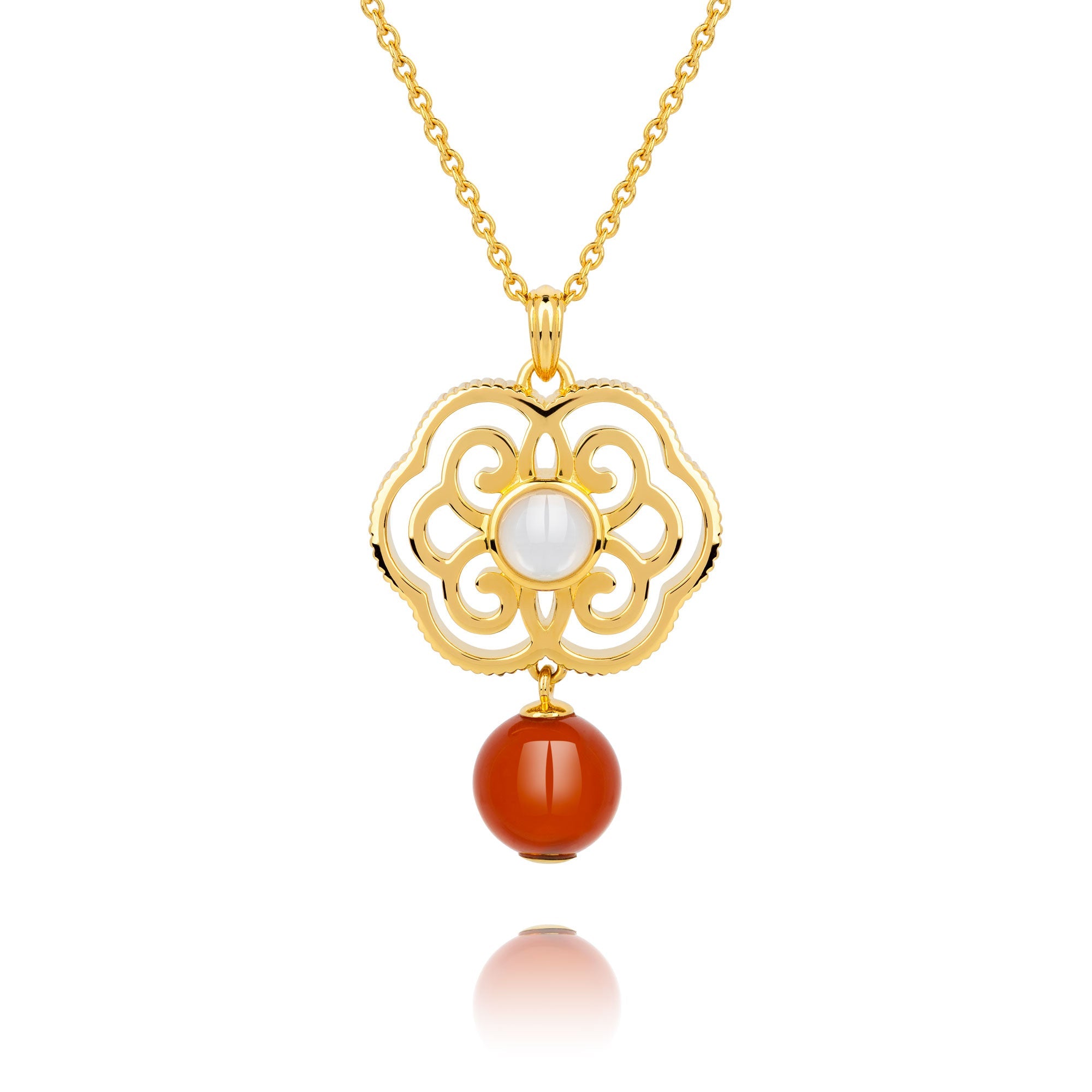 Blissful Ruyi Necklace Carnelian - Shen Yun Collections