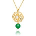 Blissful Ruyi Necklace Green Agate Side - Shen Yun Collections