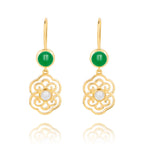 Blissful Ruyi Hook Earrings Green Agate - Shen Yun Collections