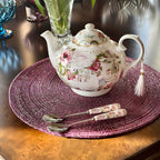 Elegant pink peony spoon set for tea and coffee