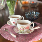 Elegant pink peony spoon set for tea and coffee