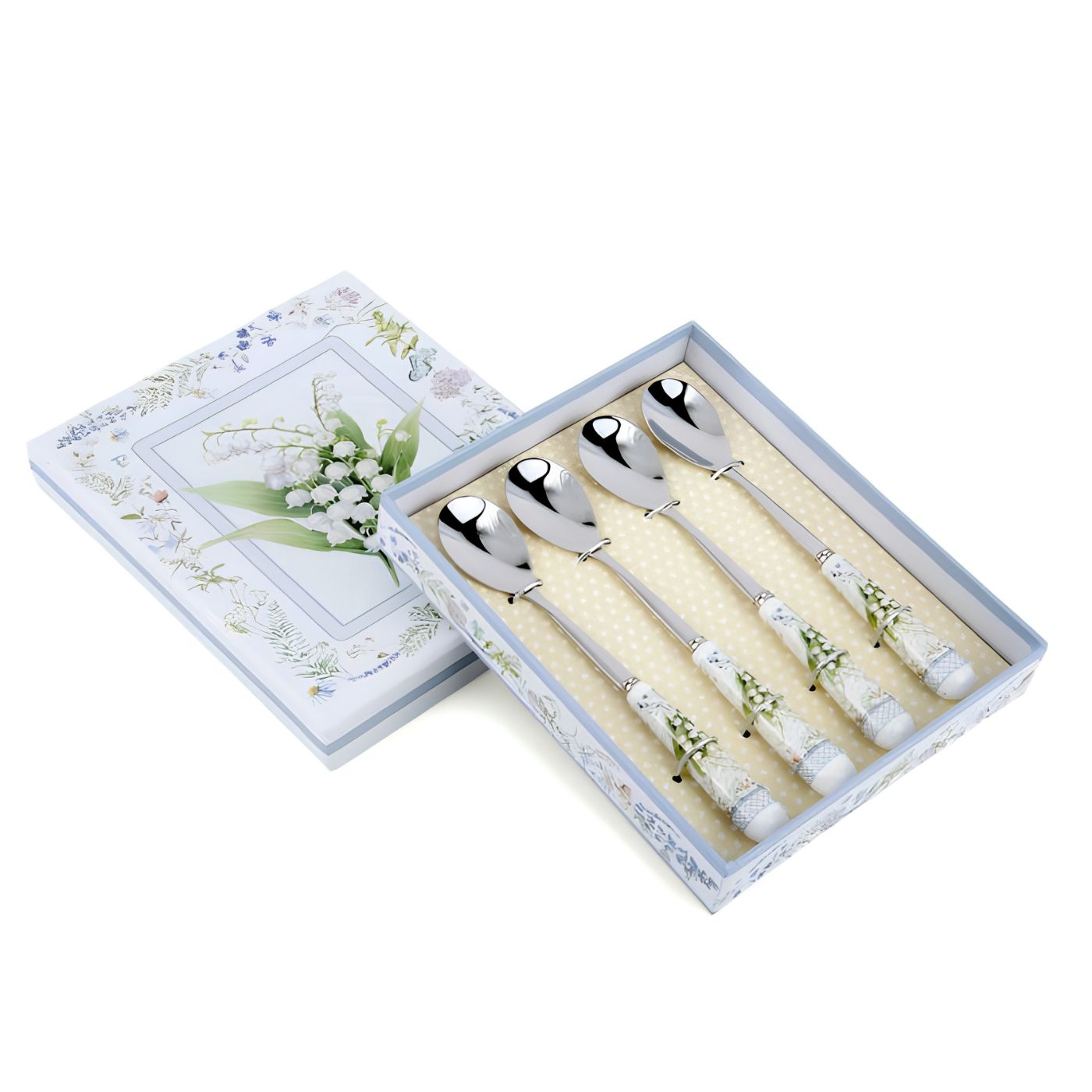 STP lily of the valley ceramic handle coffee spoon set