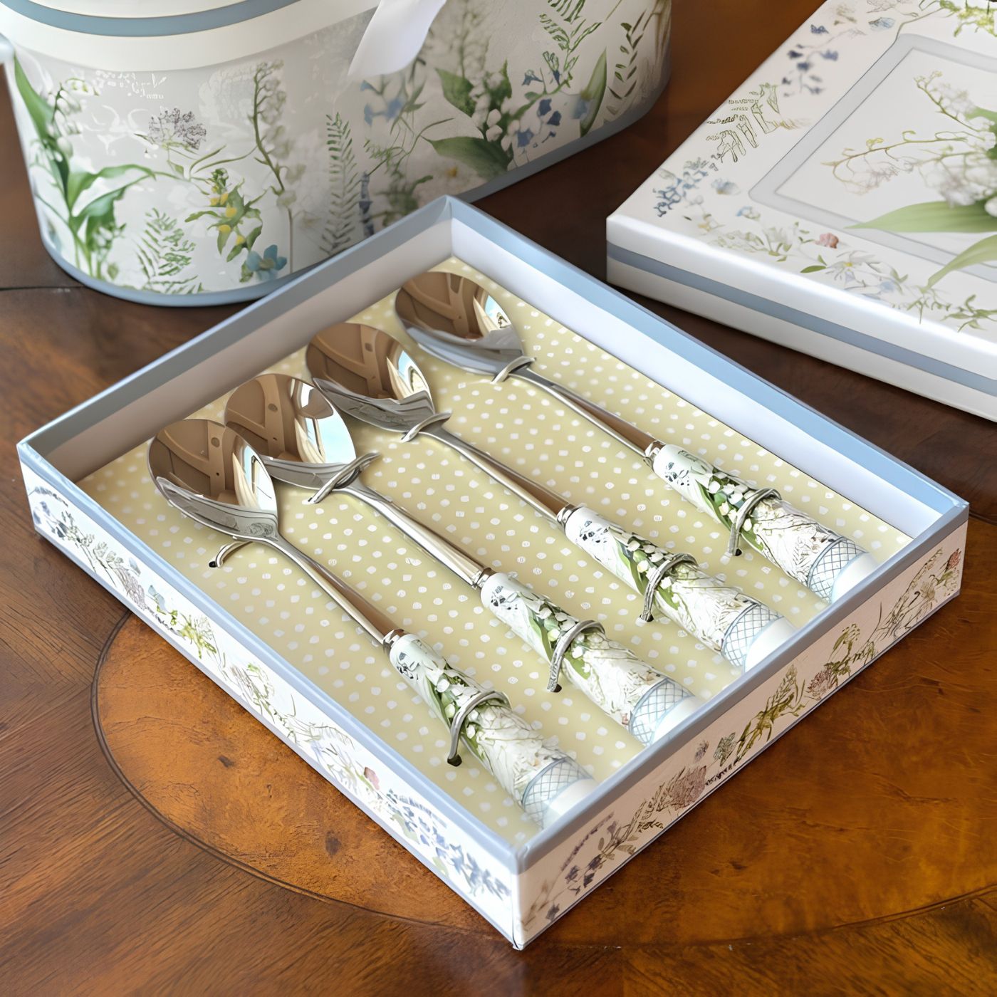 Elegant lily of the valley spoon set for tea and coffee