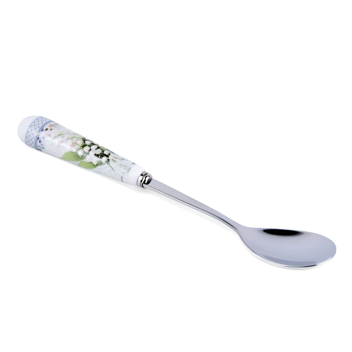 Stainless steel tea spoons with floral ceramic handles