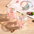 Double walled glass mug for tea and coffee