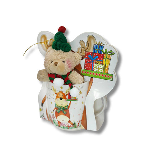 Reindeer porcelain coffee mug gift set