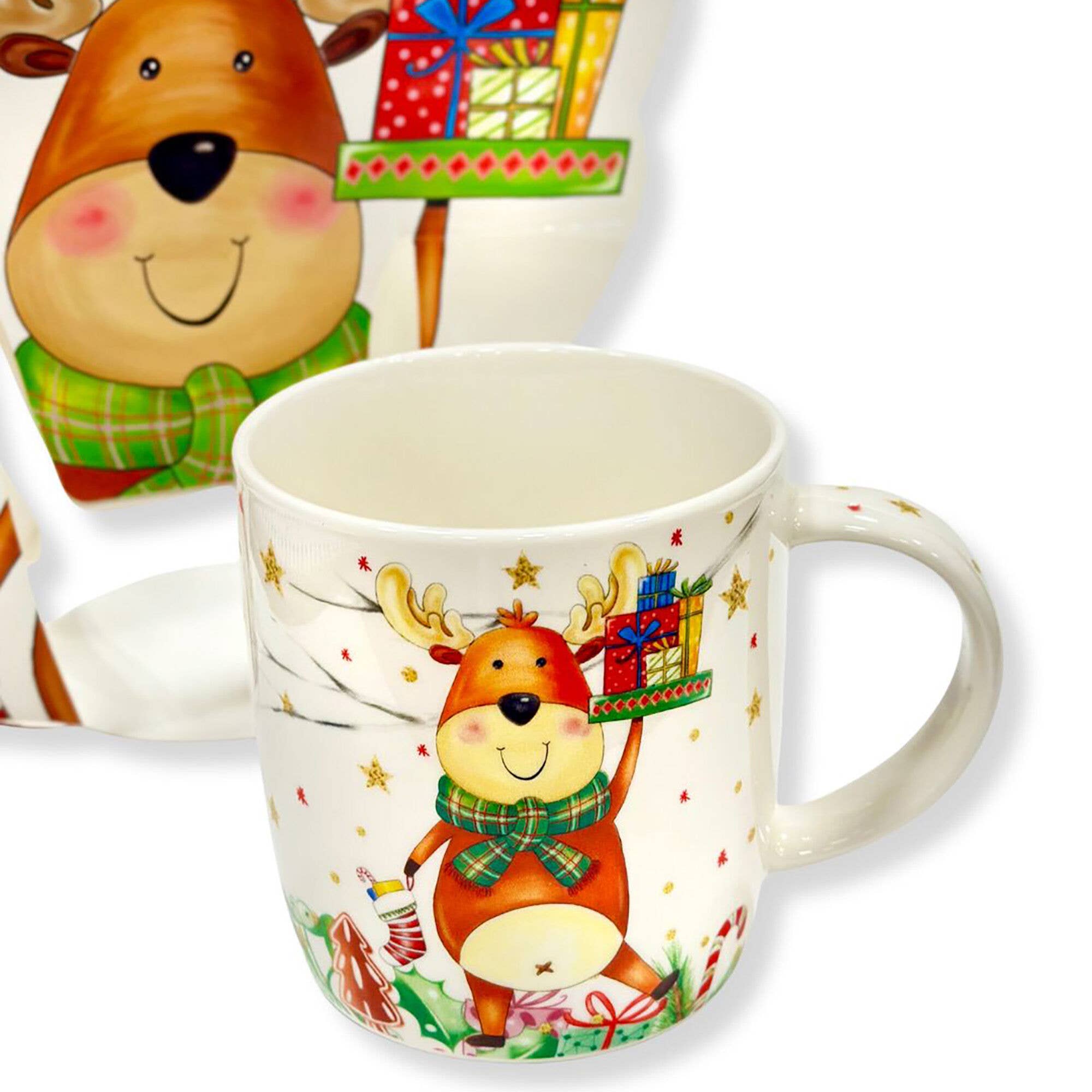 Reindeer porcelain tea mug Christmas gift