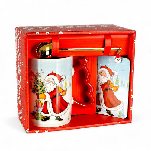 Santa Claus porcelain coffee mug gift set